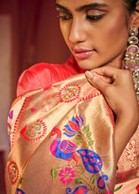 Load image into Gallery viewer, Salmon Pink Woven Banarasi Paithani Silk Saree