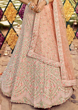 Load image into Gallery viewer, Pastel Peach Pink Crepe Lehenga Choli with Resham, Swarvoski, Zarkan &amp; Zari work