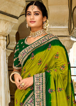 Load image into Gallery viewer, Olive Green Woven Dola Silk Saree with Embroidered Blouse