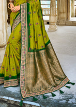 Load image into Gallery viewer, Olive Green Woven Dola Silk Saree with Embroidered Blouse