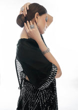 Load image into Gallery viewer, Midnight Black Sequins &amp; Thread Embroidered Designer Georgette Saree