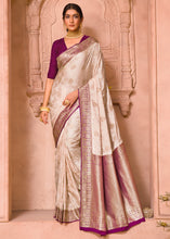 Load image into Gallery viewer, Daisy White Satin Silk Saree with Overall Butti work