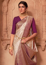 Load image into Gallery viewer, Daisy White Satin Silk Saree with Overall Butti work