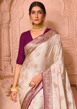Load image into Gallery viewer, Daisy White Satin Silk Saree with Overall Butti work