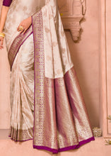 Load image into Gallery viewer, Daisy White Satin Silk Saree with Overall Butti work