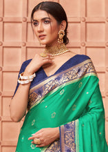 Load image into Gallery viewer, Jade Green Satin Silk Saree with Overall Butti work
