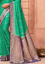 Load image into Gallery viewer, Jade Green Satin Silk Saree with Overall Butti work