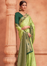 Load image into Gallery viewer, Pastel Green Satin Silk Saree with Overall Butti work