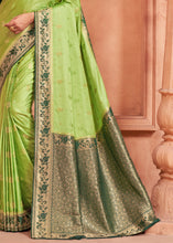 Load image into Gallery viewer, Pastel Green Satin Silk Saree with Overall Butti work