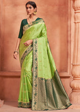 Load image into Gallery viewer, Pastel Green Satin Silk Saree with Overall Butti work