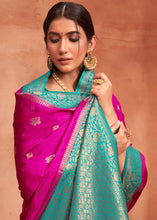 Load image into Gallery viewer, Raspberry Pink Satin Silk Saree with Overall Butti work