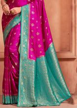 Load image into Gallery viewer, Raspberry Pink Satin Silk Saree with Overall Butti work