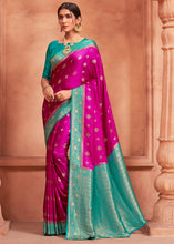 Load image into Gallery viewer, Raspberry Pink Satin Silk Saree with Overall Butti work