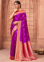 Load image into Gallery viewer, Dark Orchid Purple Satin Silk Saree with Overall Butti work
