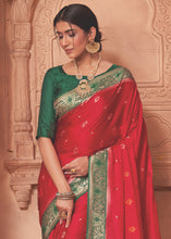 Load image into Gallery viewer, Apple Red Satin Silk Saree with Overall Butti work