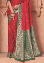 Load image into Gallery viewer, Apple Red Satin Silk Saree with Overall Butti work