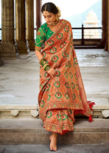 Load image into Gallery viewer, Light Orange Woven Dola Silk Saree with Embroidered Blouse