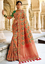 Load image into Gallery viewer, Light Orange Woven Dola Silk Saree with Embroidered Blouse