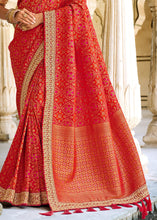 Load image into Gallery viewer, Crimson Red Woven Dola Silk Saree with Embroidered Blouse