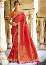 Load image into Gallery viewer, Crimson Red Woven Dola Silk Saree with Embroidered Blouse