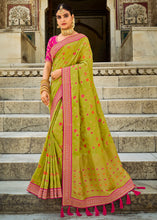 Load image into Gallery viewer, Pastel Green Woven Dola Silk Saree with Embroidered Blouse