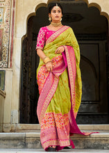 Load image into Gallery viewer, Kelly Green Woven Dola Silk Saree with Embroidered Blouse