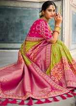 Load image into Gallery viewer, Kelly Green Woven Dola Silk Saree with Embroidered Blouse