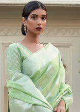 Load image into Gallery viewer, Melody Green Woven Linen Silk Saree
