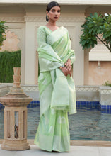 Load image into Gallery viewer, Melody Green Woven Linen Silk Saree