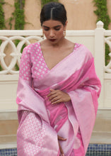 Load image into Gallery viewer, Ultra Pink Woven Linen Silk Saree