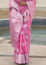 Load image into Gallery viewer, Ultra Pink Woven Linen Silk Saree