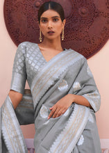 Load image into Gallery viewer, Seal Grey Woven Linen Silk Saree