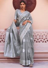 Load image into Gallery viewer, Seal Grey Woven Linen Silk Saree