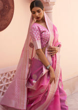 Load image into Gallery viewer, Fuscia Pink Woven Linen Silk Saree