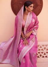 Load image into Gallery viewer, Fuscia Pink Woven Linen Silk Saree