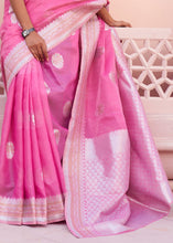 Load image into Gallery viewer, Fuscia Pink Woven Linen Silk Saree