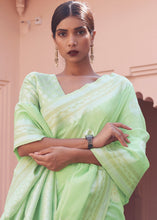 Load image into Gallery viewer, Chinoise Green Woven Linen Silk Saree