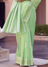 Load image into Gallery viewer, Chinoise Green Woven Linen Silk Saree
