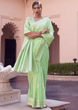 Load image into Gallery viewer, Chinoise Green Woven Linen Silk Saree