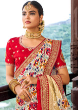 Load image into Gallery viewer, Rice White Woven Dola Silk Saree with Embroidered Blouse