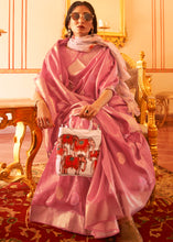 Load image into Gallery viewer, Rouge Pink Zari Woven Soft Tissue Silk Saree
