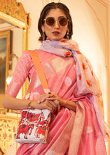 Load image into Gallery viewer, Rouge Pink Zari Woven Soft Tissue Silk Saree