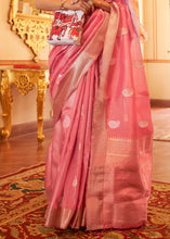 Load image into Gallery viewer, Rouge Pink Zari Woven Soft Tissue Silk Saree
