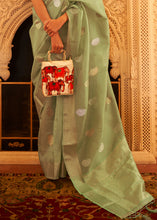 Load image into Gallery viewer, Pear Green Zari Woven Soft Tissue Silk Saree