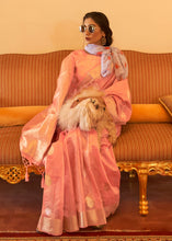 Load image into Gallery viewer, Salmon Pink Zari Woven Soft Tissue Silk Saree