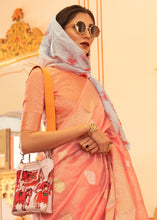 Load image into Gallery viewer, Salmon Pink Zari Woven Soft Tissue Silk Saree