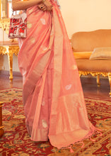 Load image into Gallery viewer, Salmon Pink Zari Woven Soft Tissue Silk Saree