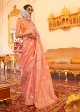 Load image into Gallery viewer, Salmon Pink Zari Woven Soft Tissue Silk Saree