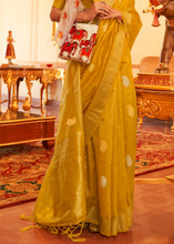 Load image into Gallery viewer, Mustard Yellow Zari Woven Soft Tissue Silk Saree