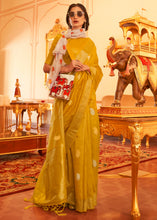 Load image into Gallery viewer, Mustard Yellow Zari Woven Soft Tissue Silk Saree